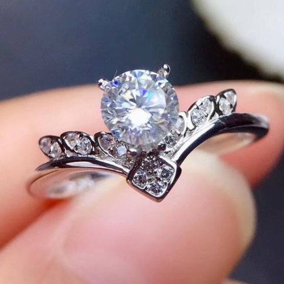 Beautiful Twisted Cross Trendy Pure Zircon Rings for Women, PD268 - Picture 1 of 6